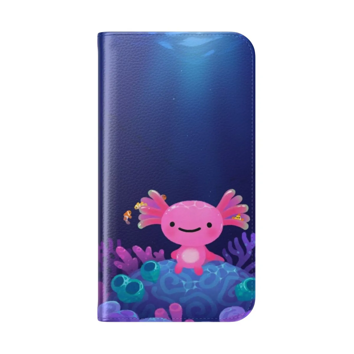 Adorable Coral Axolotl Themed Flip Cover Phone Case