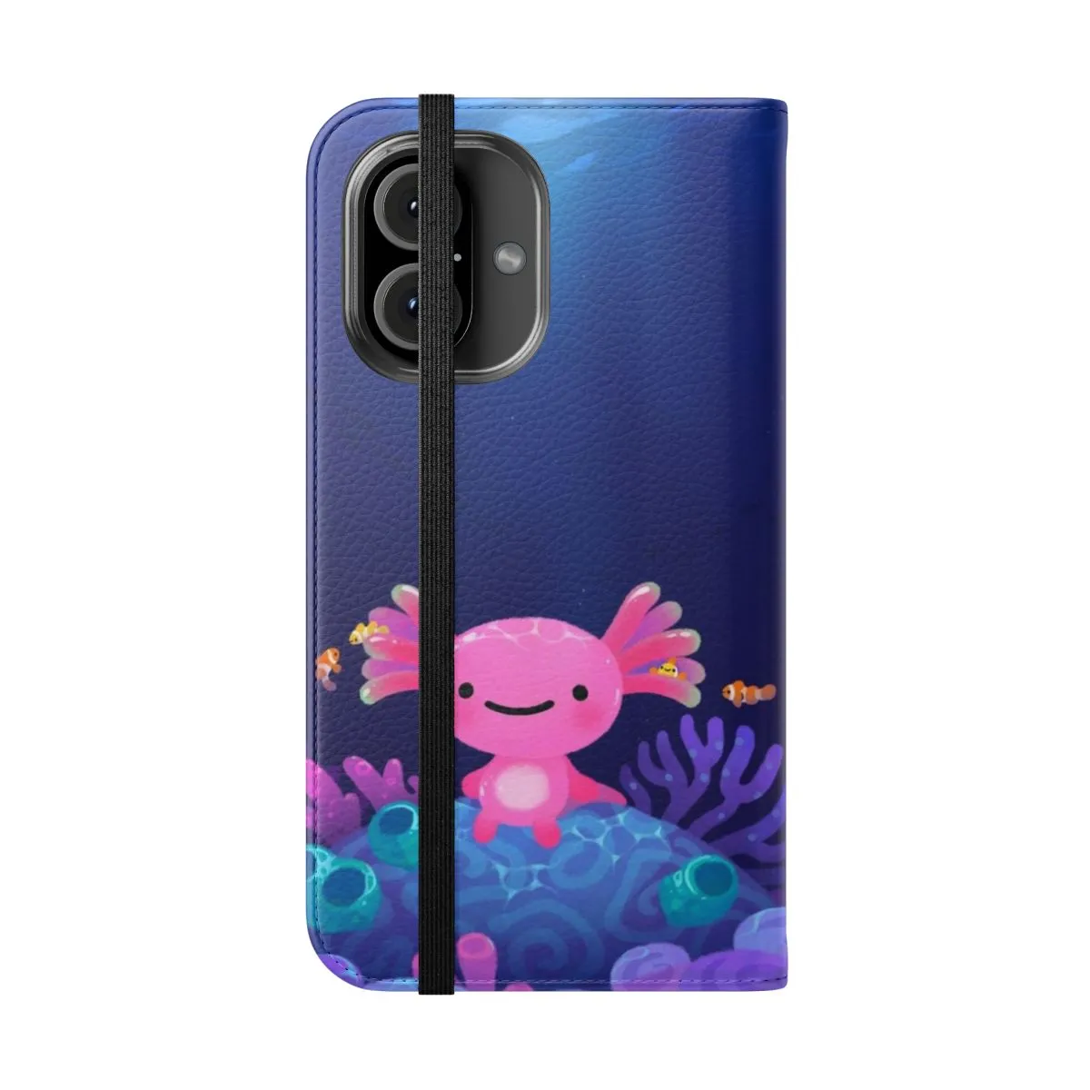 Adorable Coral Axolotl Themed Flip Cover Phone Case