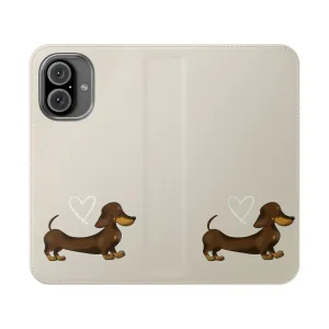 Adorable Dachshund Chocolate and Tan Smooth Hair Flip Cover Phone Case