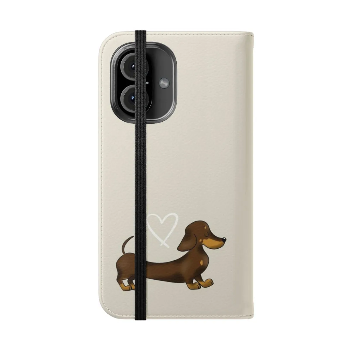 Adorable Dachshund Chocolate and Tan Smooth Hair Flip Cover Phone Case