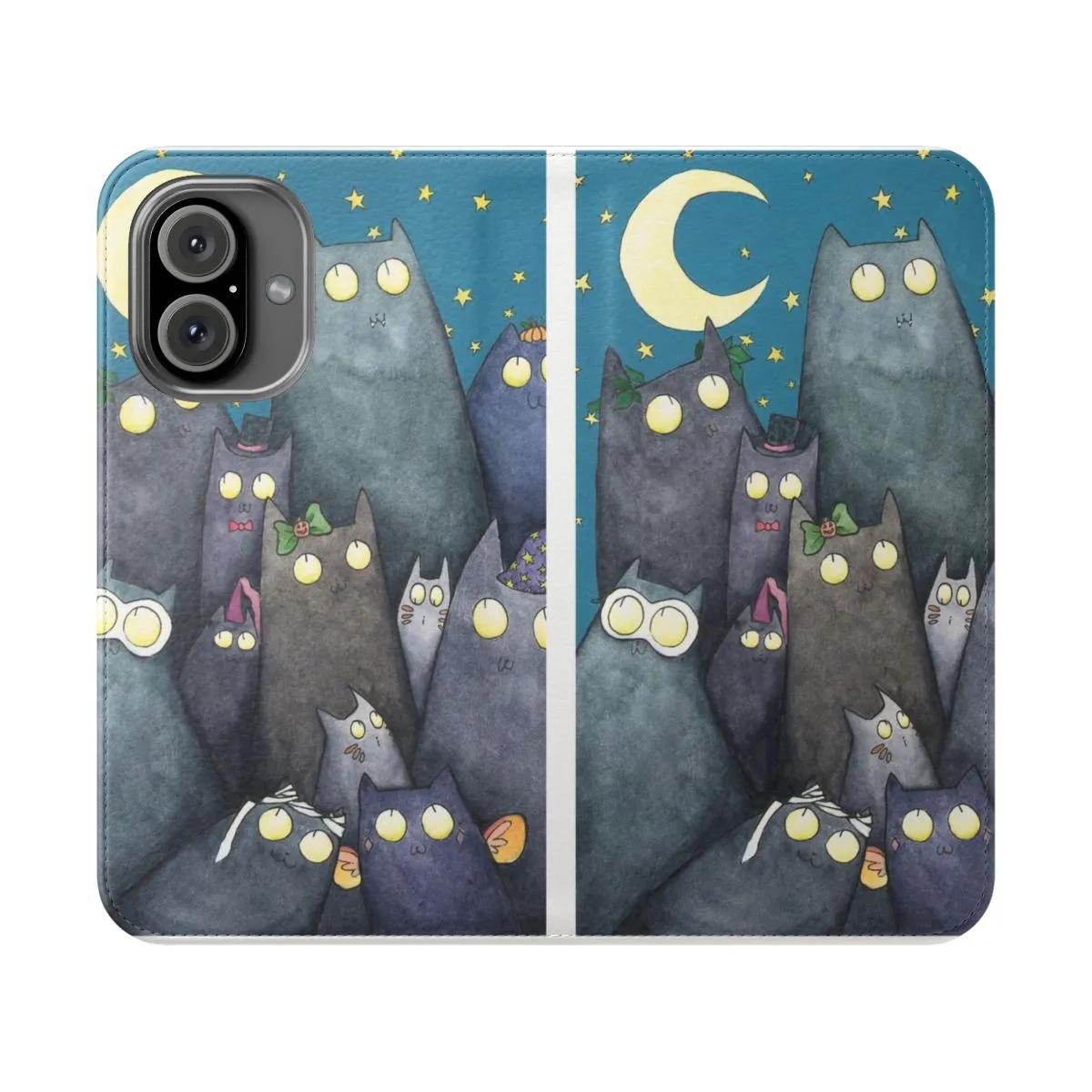 Adorable Feline-Themed Flip Cover Phone Case