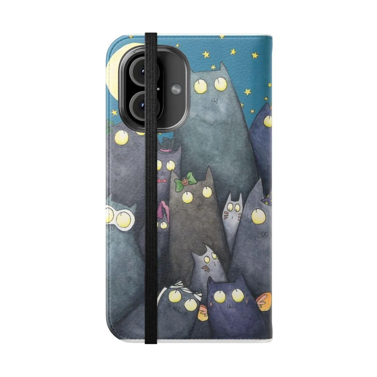 Adorable Feline-Themed Flip Cover Phone Case