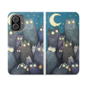 Adorable Feline-Themed Flip Cover Phone Case