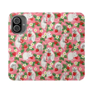 Adorable Rats & Strawberry Pattern Flip Cover Phone Case