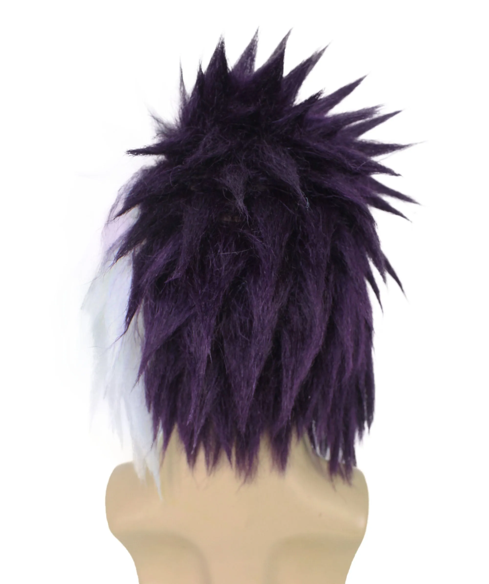 Adult Men's Half Purple & White Japanese Anime Halloween Costume Wig | Perfect for Halloween | Flame-retardant Synthetic Fiber
