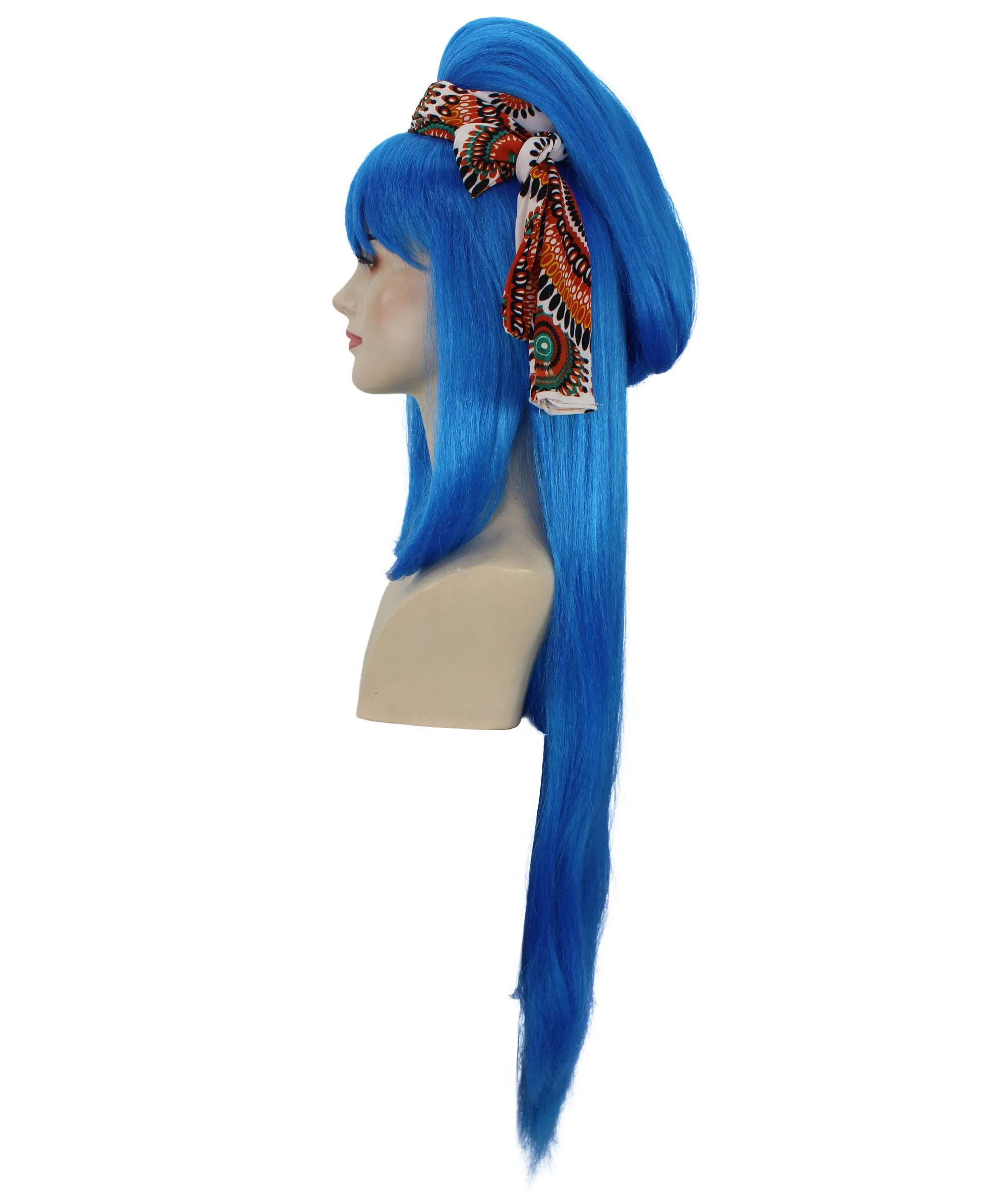 Adult Women's Japanese Blue Anime Wig | Perfect for Halloween and Cosplay | Flame-retardant Synthetic Fiber