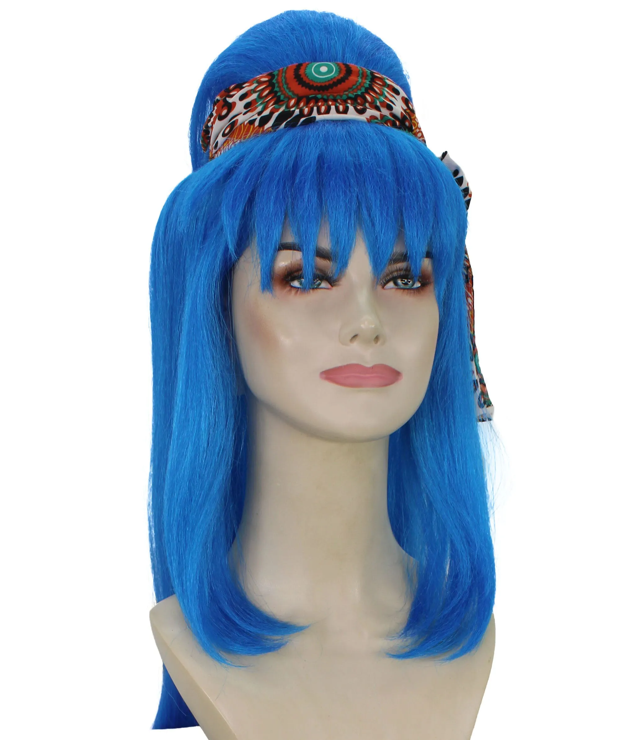 Adult Women's Japanese Blue Anime Wig | Perfect for Halloween and Cosplay | Flame-retardant Synthetic Fiber