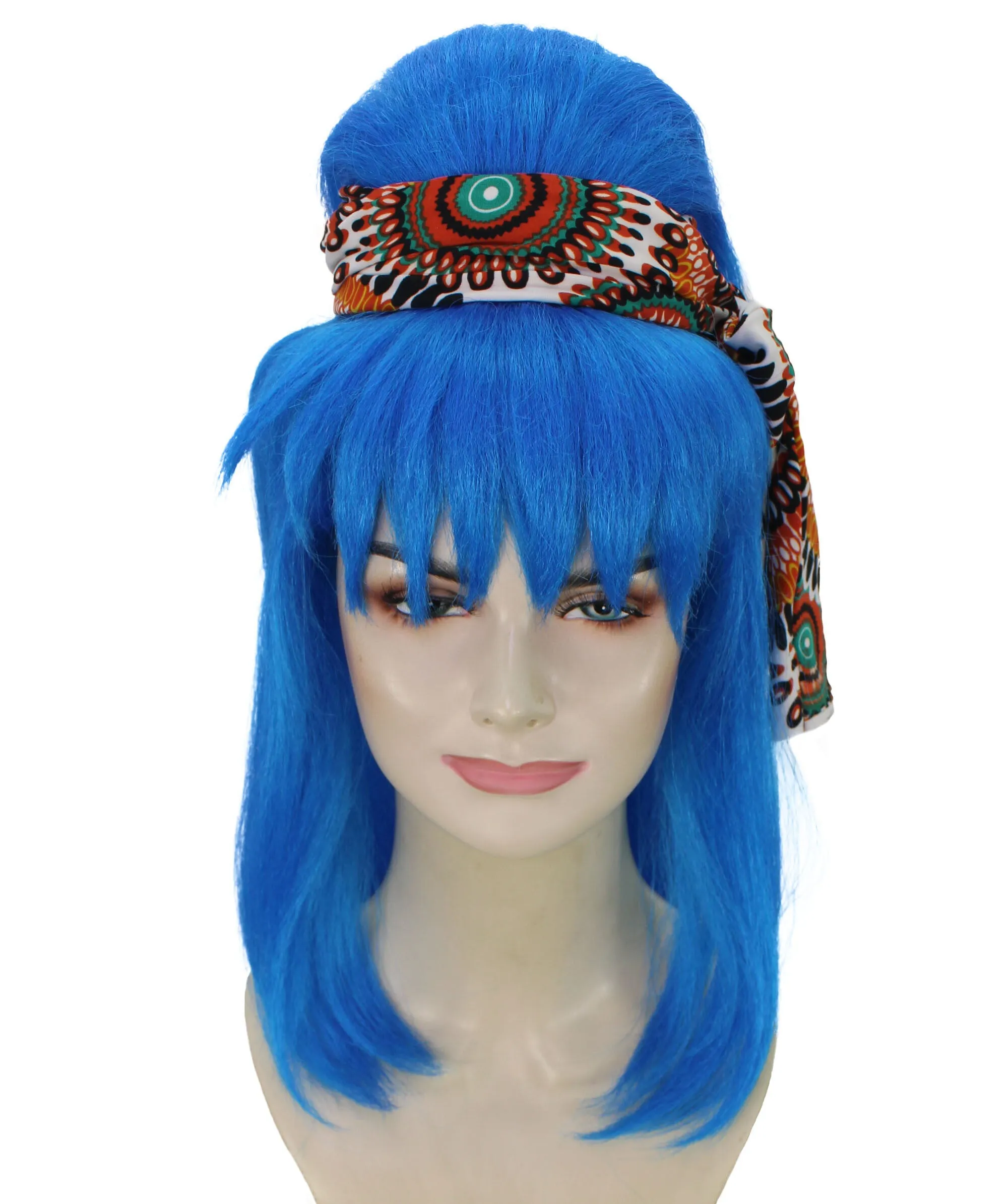 Adult Women's Japanese Blue Anime Wig | Perfect for Halloween and Cosplay | Flame-retardant Synthetic Fiber