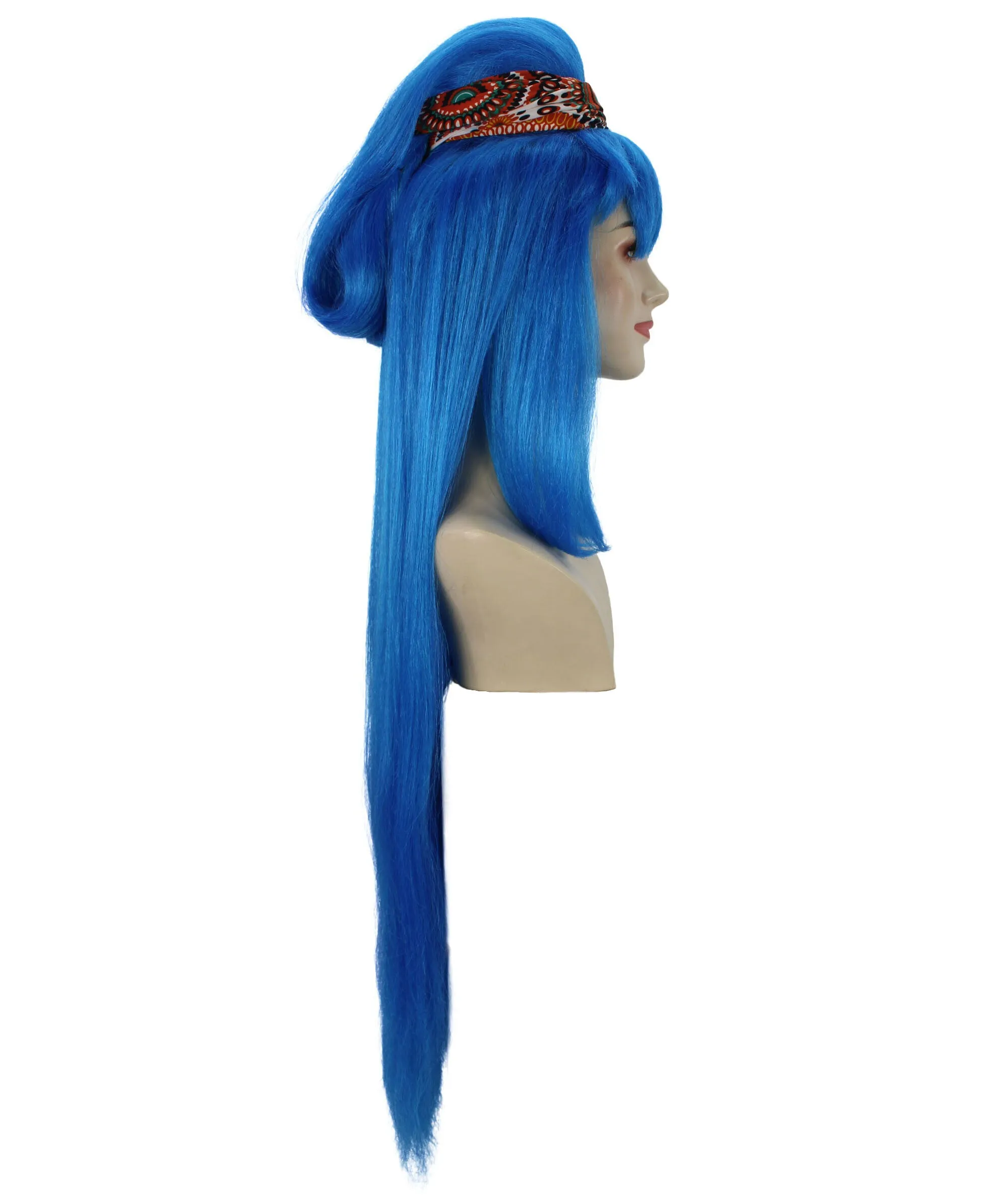 Adult Women's Japanese Blue Anime Wig | Perfect for Halloween and Cosplay | Flame-retardant Synthetic Fiber
