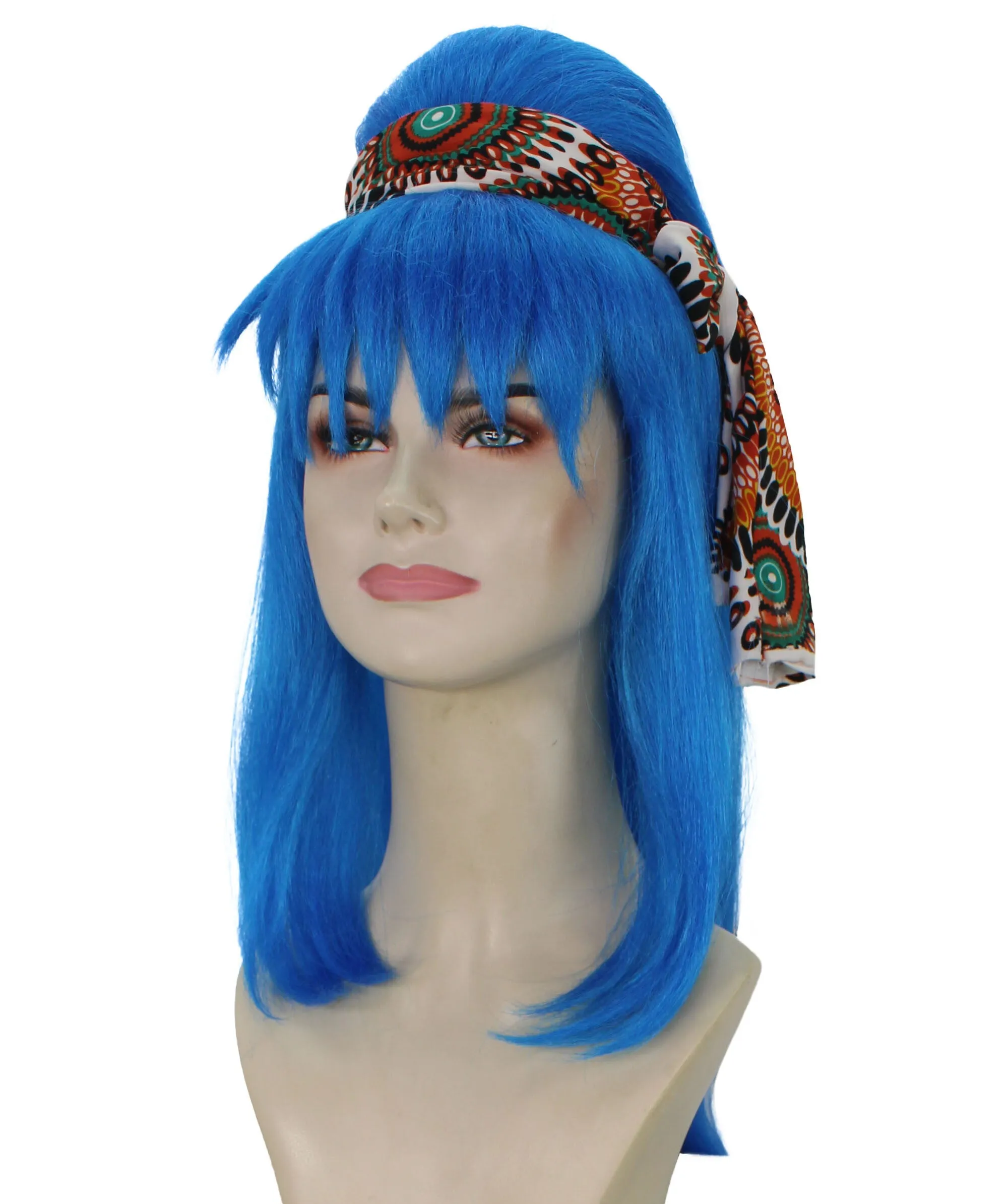 Adult Women's Japanese Blue Anime Wig | Perfect for Halloween and Cosplay | Flame-retardant Synthetic Fiber