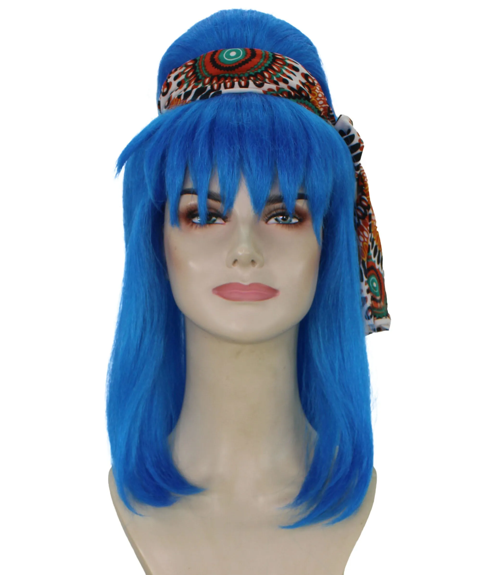Adult Women's Japanese Blue Anime Wig | Perfect for Halloween and Cosplay | Flame-retardant Synthetic Fiber