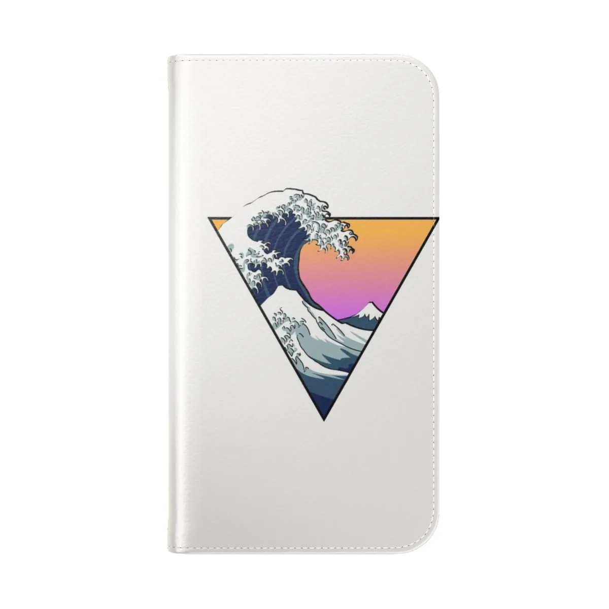 Aesthetic Flip Cover Phone Case with Hokusai's Great Wave Design