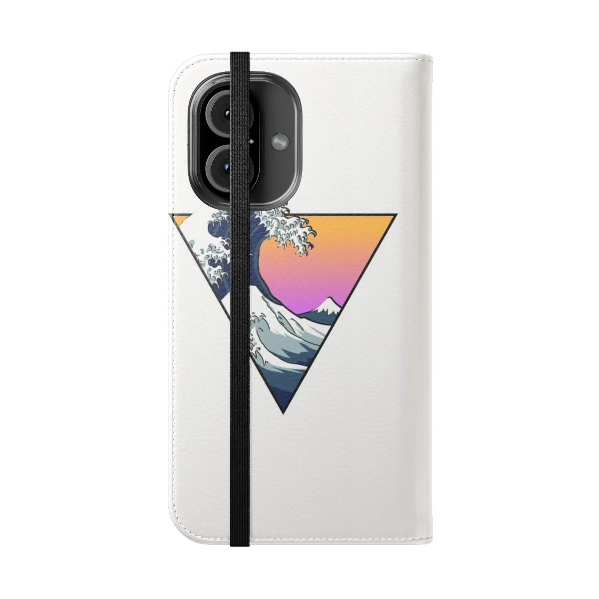 Aesthetic Flip Cover Phone Case with Hokusai's Great Wave Design