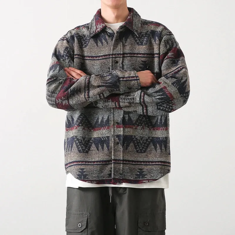 Aidase Retro Jackets Men Japanese Style Geometric Chic Autumn Basic All-match Harajuku Males Outwear Cozy Popular High Street Vintage