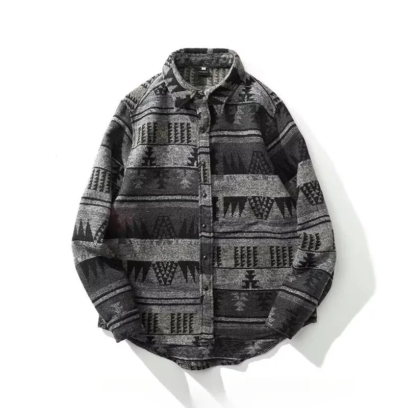 Aidase Retro Jackets Men Japanese Style Geometric Chic Autumn Basic All-match Harajuku Males Outwear Cozy Popular High Street Vintage