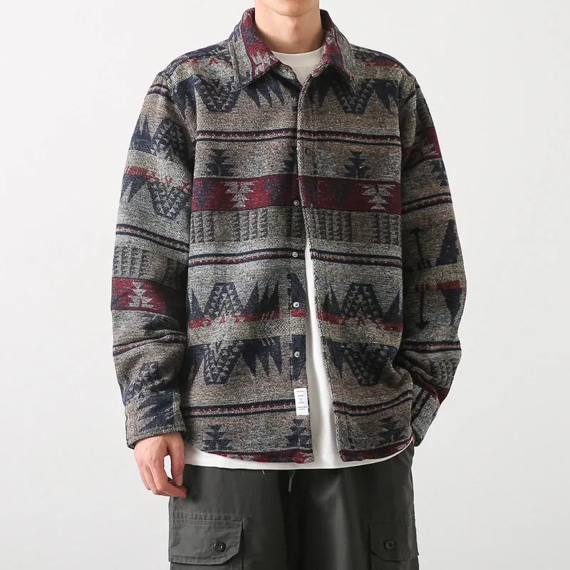 Aidase Retro Jackets Men Japanese Style Geometric Chic Autumn Basic All-match Harajuku Males Outwear Cozy Popular High Street Vintage