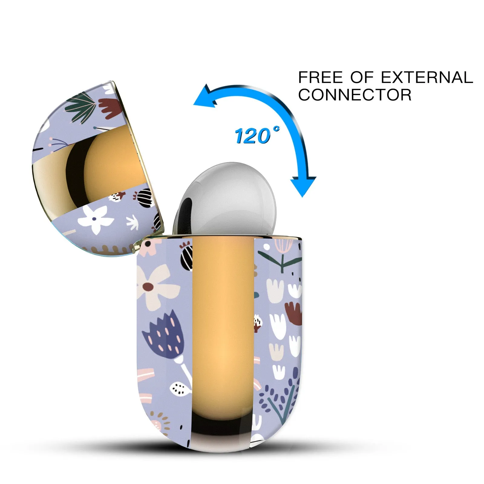 AirPods Pro Case | Cute Flower Skin Hard PC Shockproof Protective Cover | Soft Blue