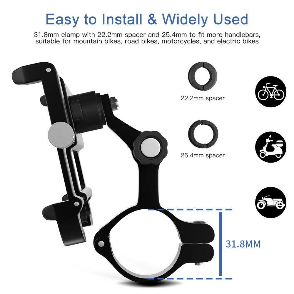 Aluminum Bike Phone Holder 360 Degree Rotating Adjustable Anti Slip Cycling   Bicycle Handlebar Phone Mount Holder Stand for MTB Road Bike Motorcycle