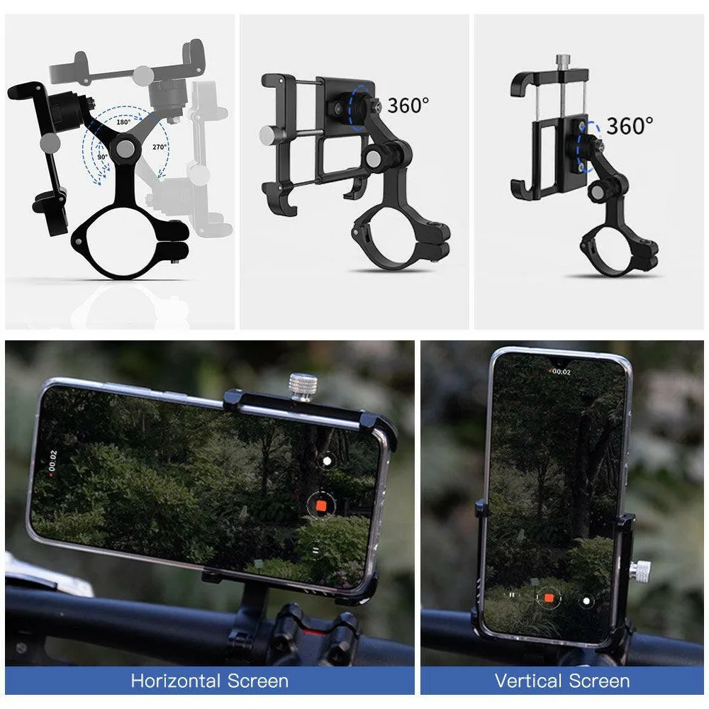 Aluminum Bike Phone Holder 360 Degree Rotating Adjustable Anti Slip Cycling   Bicycle Handlebar Phone Mount Holder Stand for MTB Road Bike Motorcycle