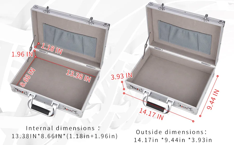Aluminum Hard Case Briefcase Toolbox Storage Box Case Silver Carrying Case Briefcase