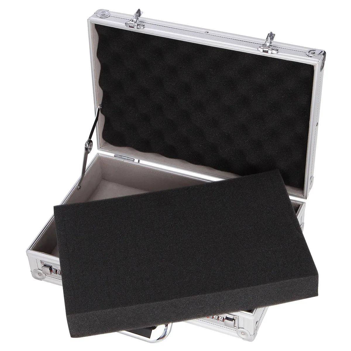 Aluminum Hard Case Briefcase Toolbox Storage Box Case Silver Carrying Case Briefcase