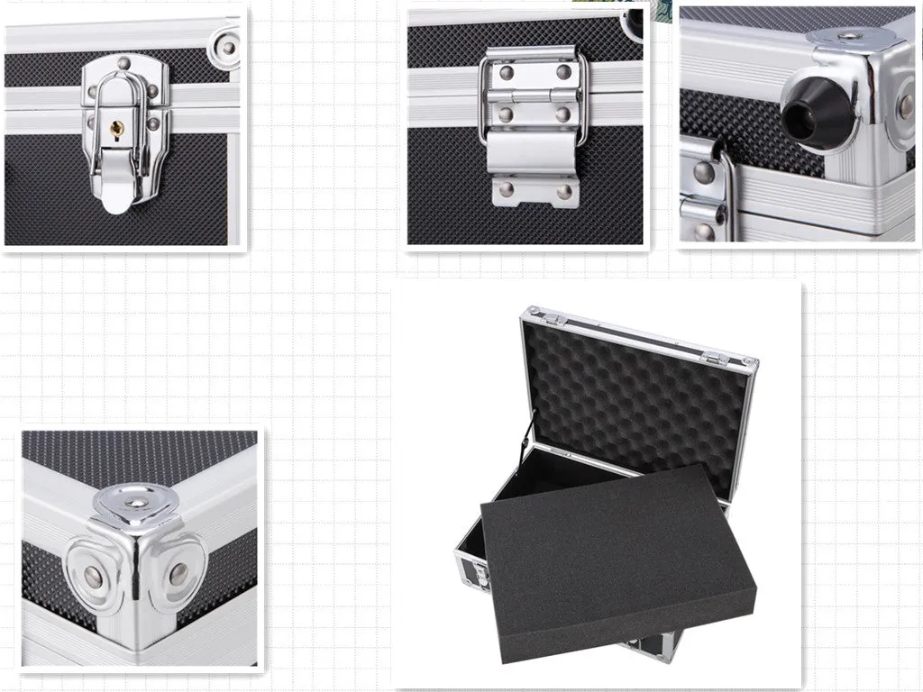 Aluminum Tool boxes Aluminum Case With Foam Organizers Black Storage Box Protective Case Hard Camera Case Drone Case For Camera Drones Pistols Lens Equipments Auto Repair Tools