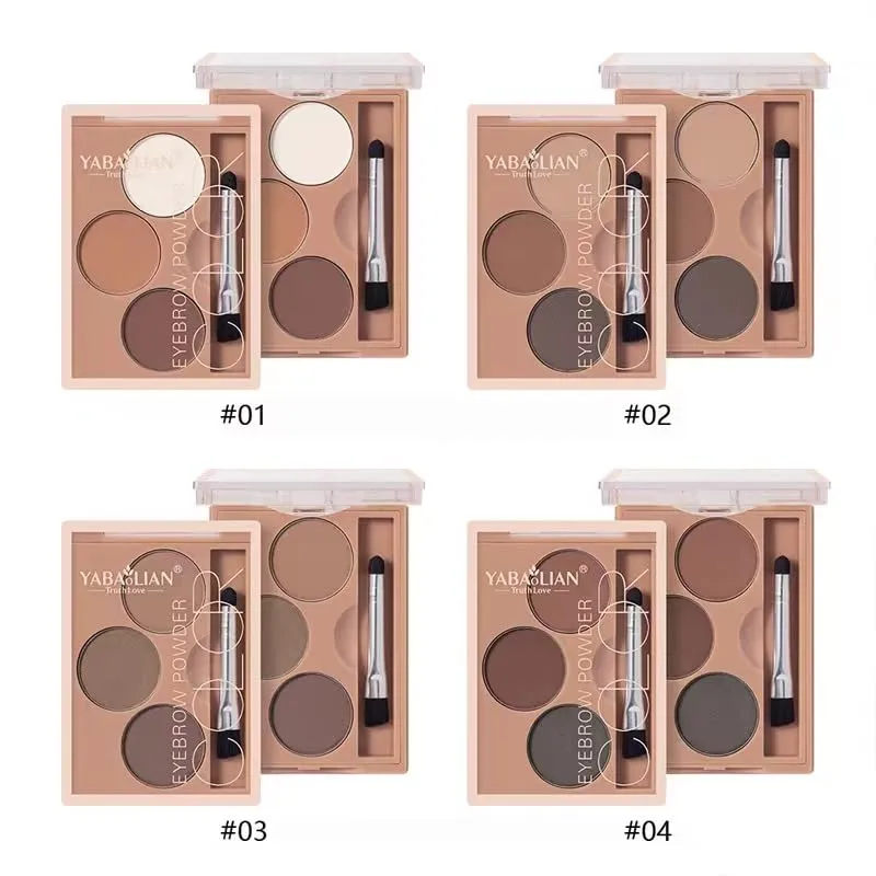 AMAKO Tri-Color Eyebrow Powder Women Waterproof Sweatproof Lasting Tri-Color Palette Women Waterproof Eyebrow Pencil Natural Grooming (02#)
