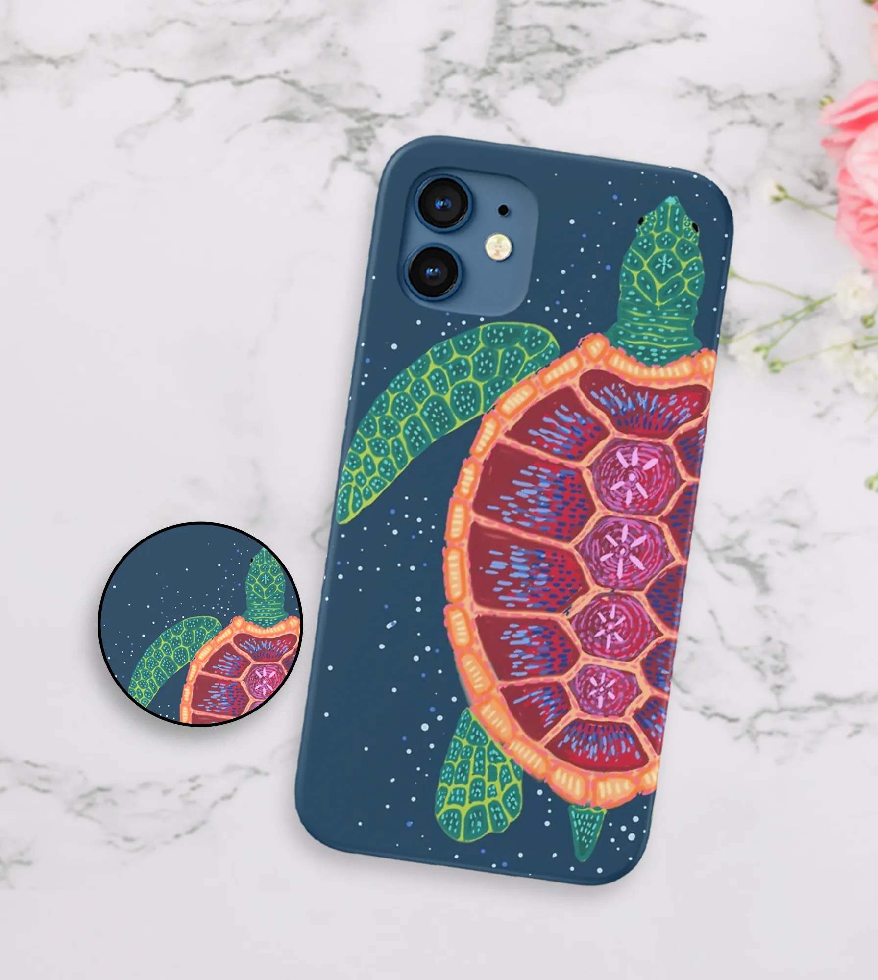 Amazing Tortoise Slim Case Cover With Same Design Holder