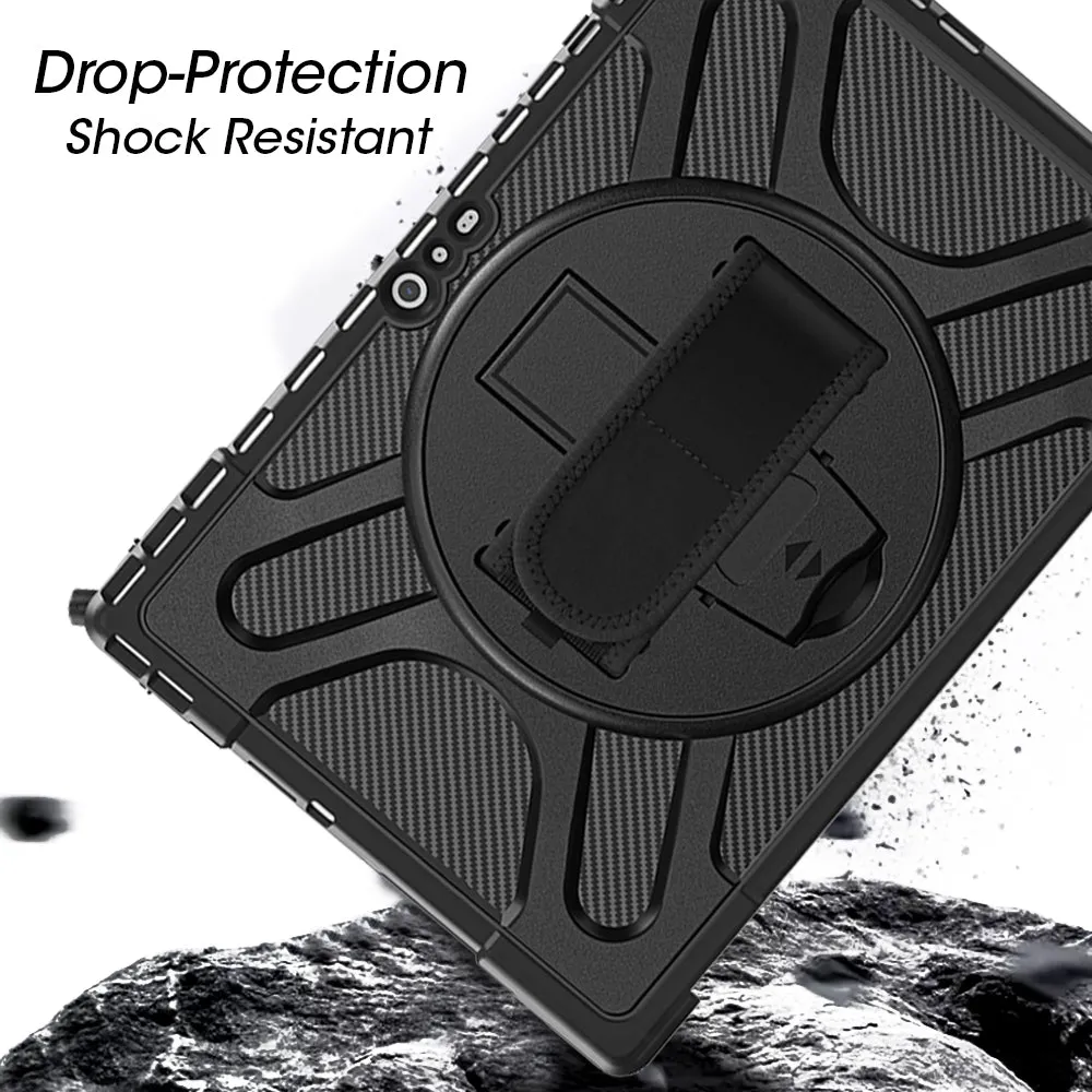 AMZER TUFFEN Case with 360 Degree Rotating Holder With Hand Strap For MicroSoft Surface Pro 4 / 5 / 6 / 7 (12.3 inch)