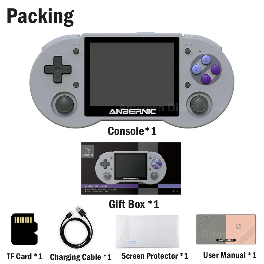 Android 11 LINUX Dual Retro Video Game Consoles   OS 3.5'' IPS Touch Screen 5G WiFi 350000 Games Handheld Gaming