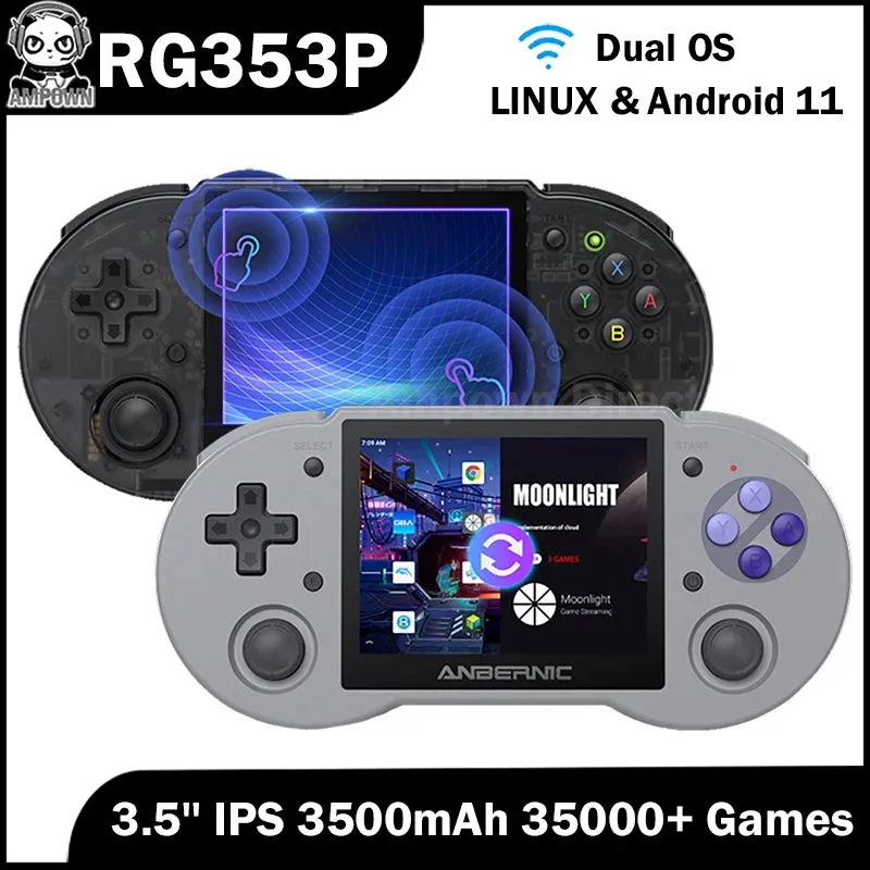 Android 11 LINUX Dual Retro Video Game Consoles   OS 3.5'' IPS Touch Screen 5G WiFi 350000 Games Handheld Gaming