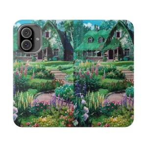 Anime-Inspired Flip Cover Phone Case for Fans of House and Garden Motifs