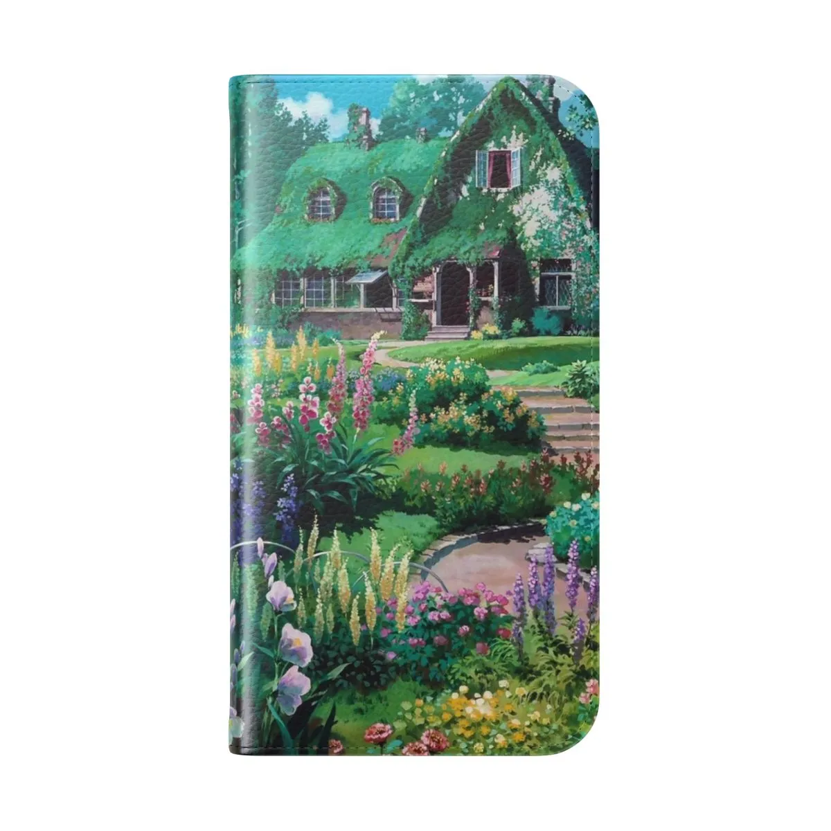 Anime-Inspired Flip Cover Phone Case for Fans of House and Garden Motifs