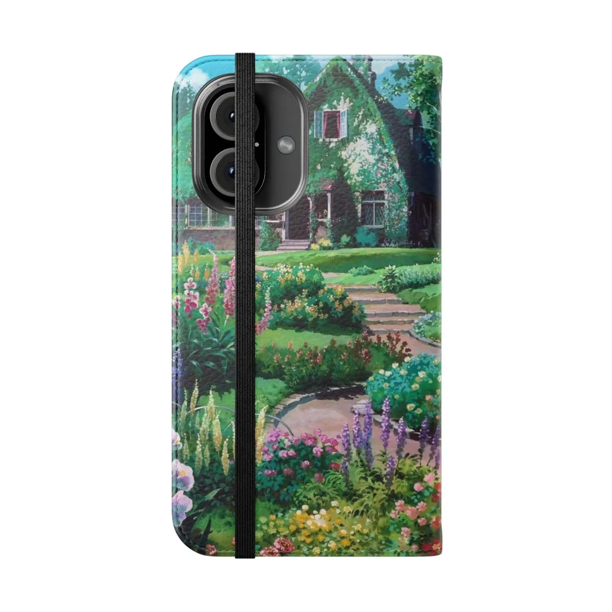 Anime-Inspired Flip Cover Phone Case for Fans of House and Garden Motifs