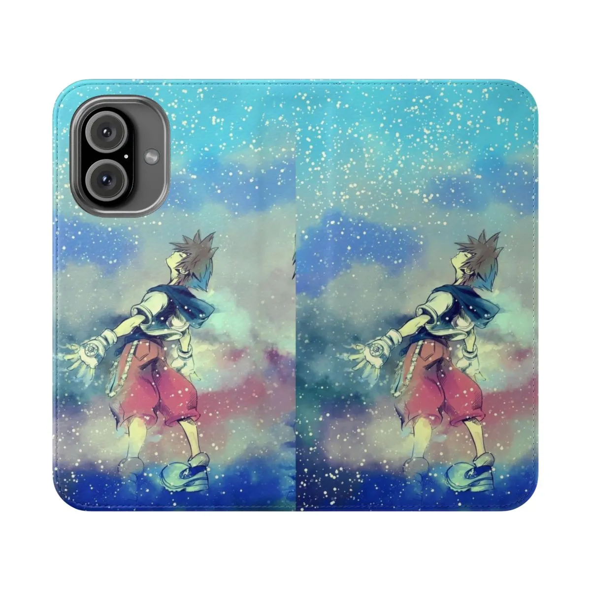 Anime-Inspired Flip Cover Phone Case - Kingdom Hearts Themed