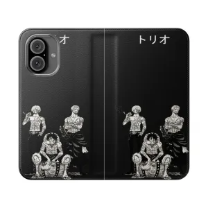 Anime-Inspired Flip Cover Phone Case - One Piece, Luffy, and More