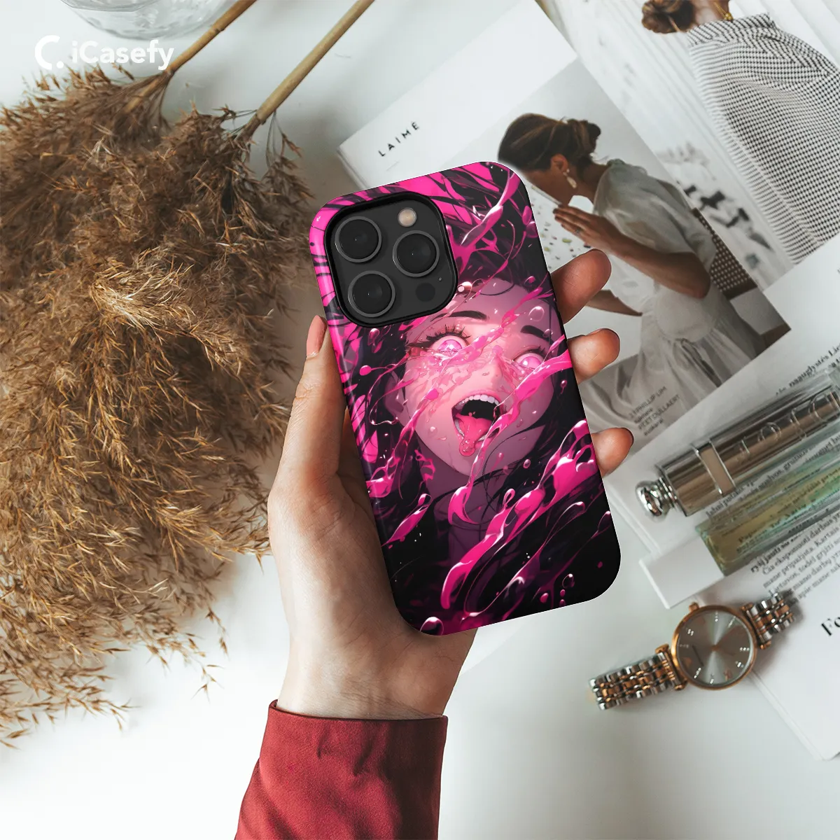 Anime Pink Girl Phone Case iPhone Samsung Cover Pixel 631