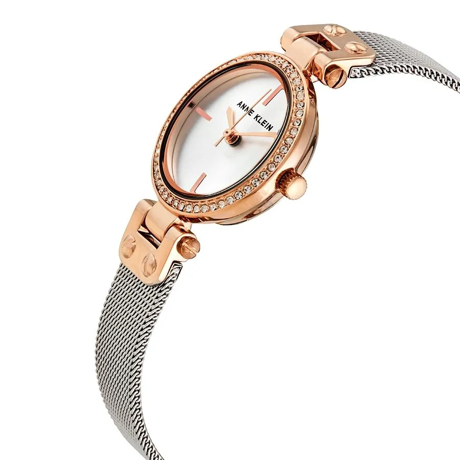 Anne Klein Silver Dial Two-tone Ladies Watch and Jewelry Set AK/3425RTST