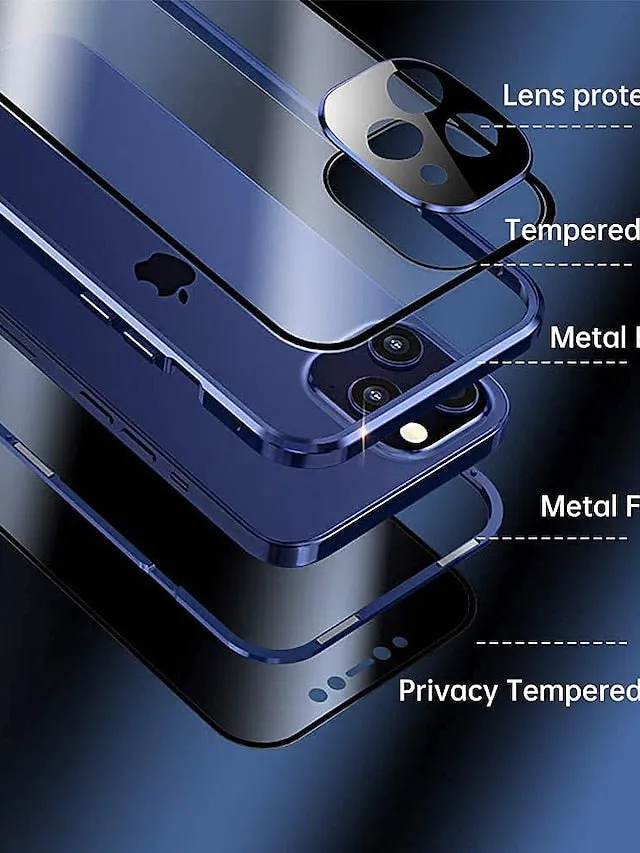 Anti Peeping Privacy Magnetic Case For Apple iPhone 14 Pro Max 13 12 Mini 11 Pro Max Double Sided Glass 360 Protection Anti episo Magnetic Adsorption Case with Safety Lock