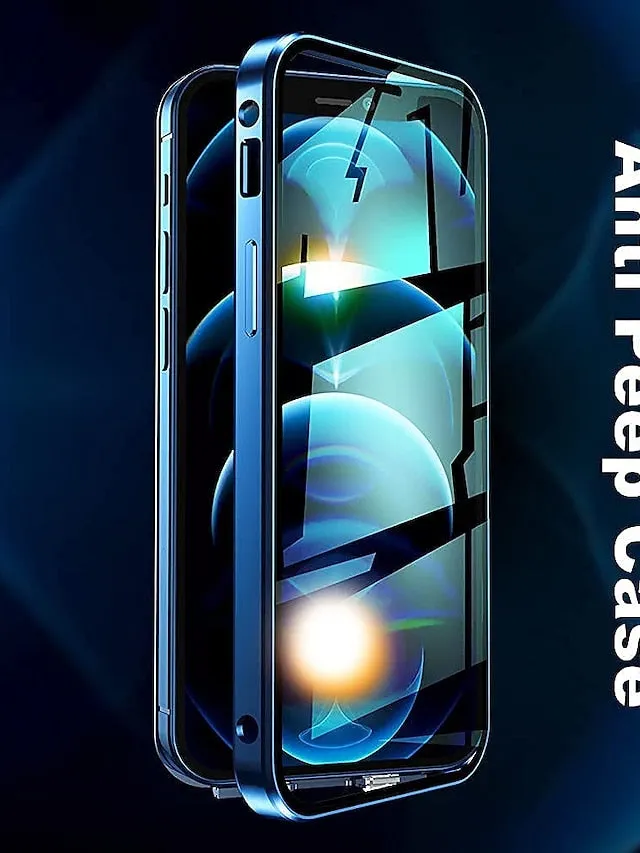 Anti Peeping Privacy Magnetic Case For Apple iPhone 14 Pro Max 13 12 Mini 11 Pro Max Double Sided Glass 360 Protection Anti episo Magnetic Adsorption Case with Safety Lock
