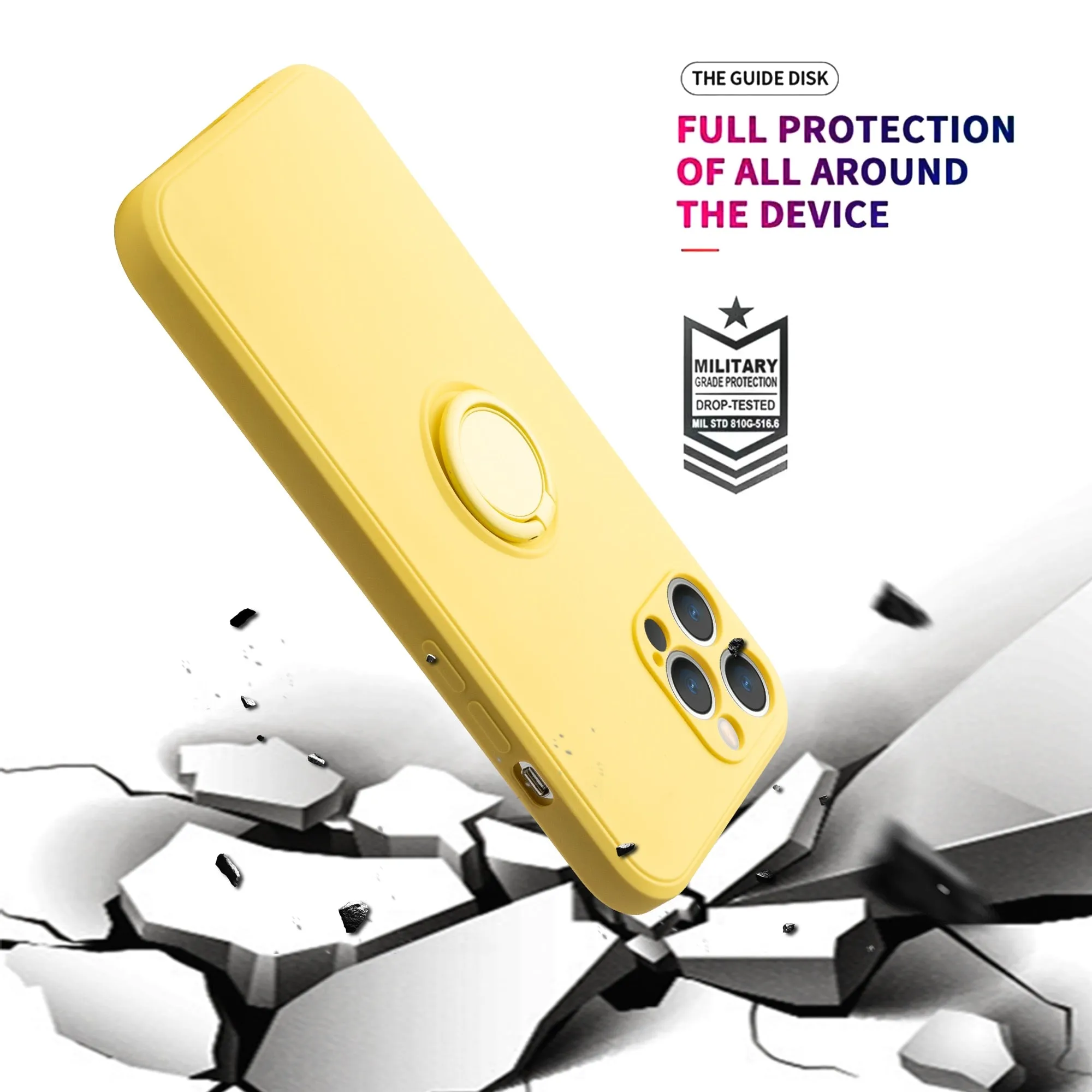 Anymob iPhone Case Army Green Soft Liquid Silicon Ring Holder Shockproof Candy Back Cover