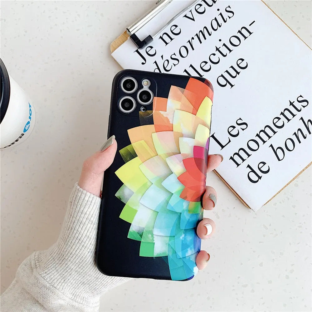 Anymob iPhone Case Black Colorful Marble Soft Silicon Phone Back Cover