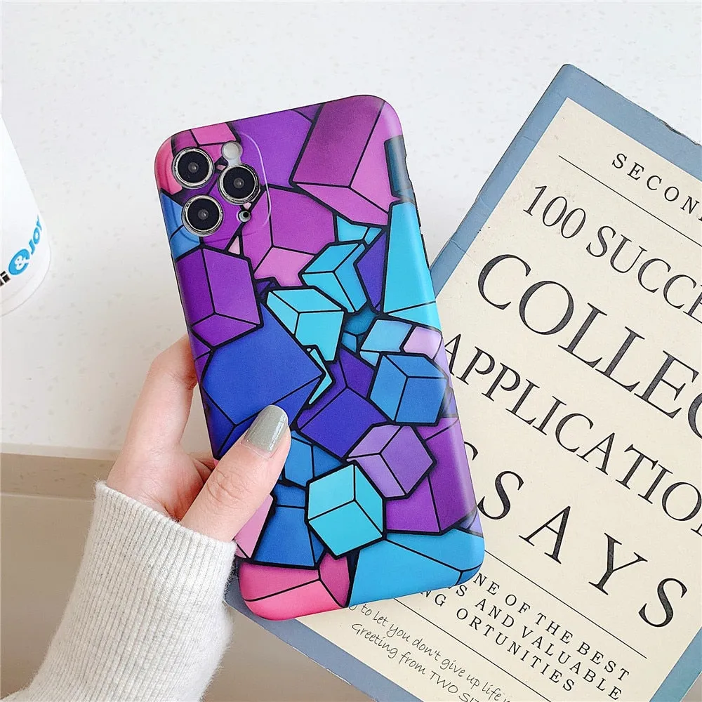 Anymob iPhone Case Black Colorful Marble Soft Silicon Phone Back Cover