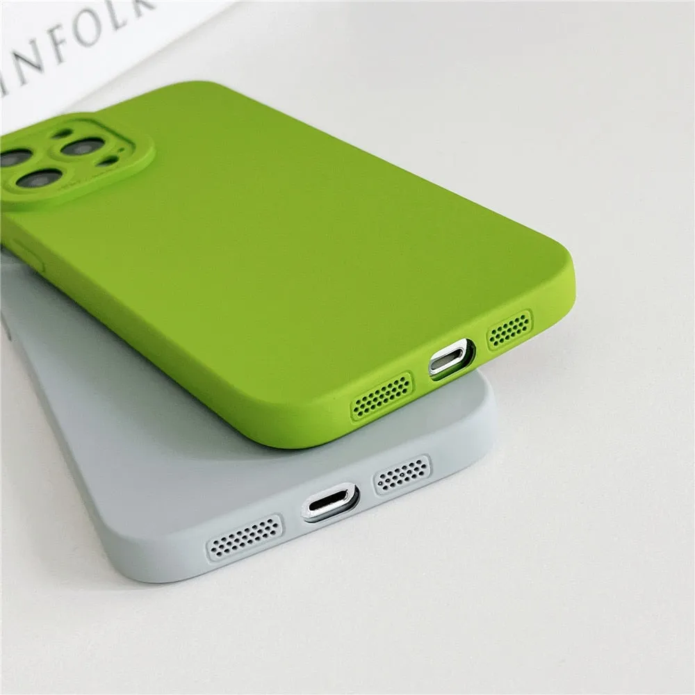 Anymob iPhone Case Black Luxury Soft Liquid Silicone Lens Protection Shockproof Bumper Back Cover