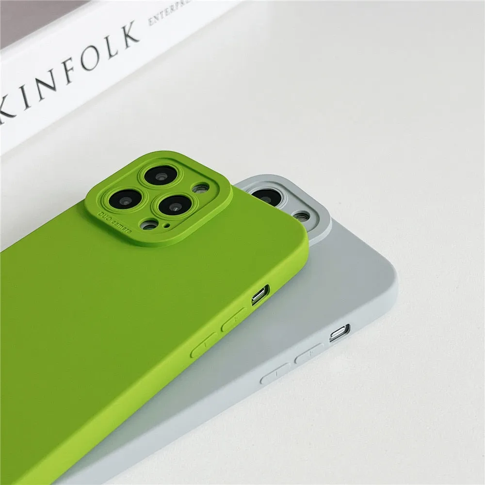 Anymob iPhone Case Black Luxury Soft Liquid Silicone Lens Protection Shockproof Bumper Back Cover