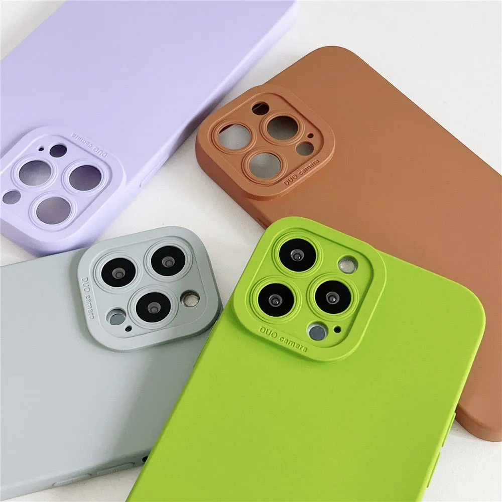 Anymob iPhone Case Black Luxury Soft Liquid Silicone Lens Protection Shockproof Bumper Back Cover