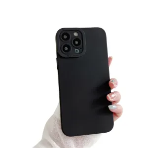 Anymob iPhone Case Black Luxury Soft Liquid Silicone Lens Protection Shockproof Bumper Back Cover