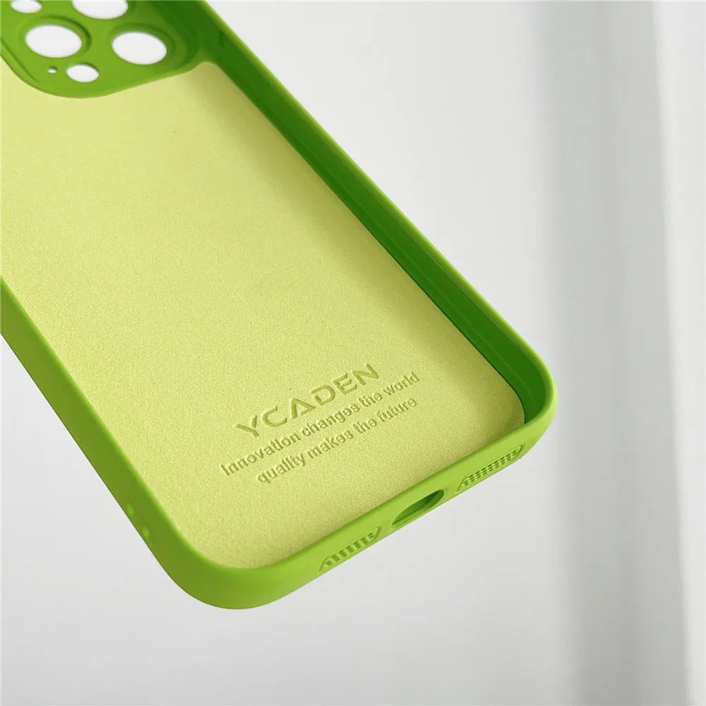 Anymob iPhone Case Black Luxury Soft Liquid Silicone Lens Protection Shockproof Bumper Back Cover