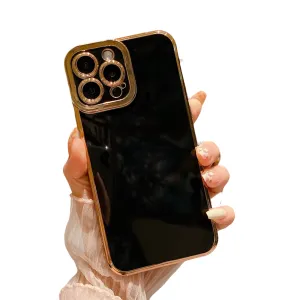 Anymob iPhone Case Black Plating Camera Protection Soft Cover Shell Bumper
