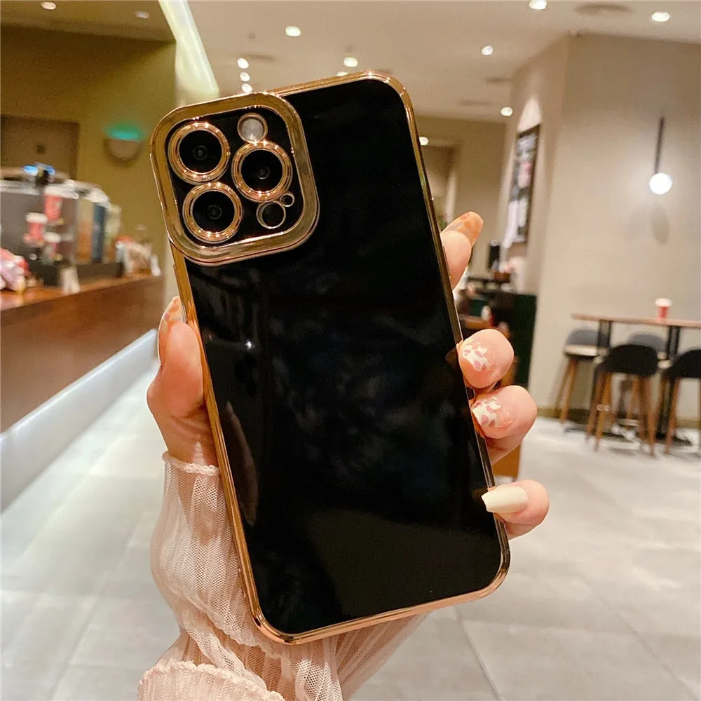Anymob iPhone Case Black Plating Camera Protection Soft Cover Shell Bumper